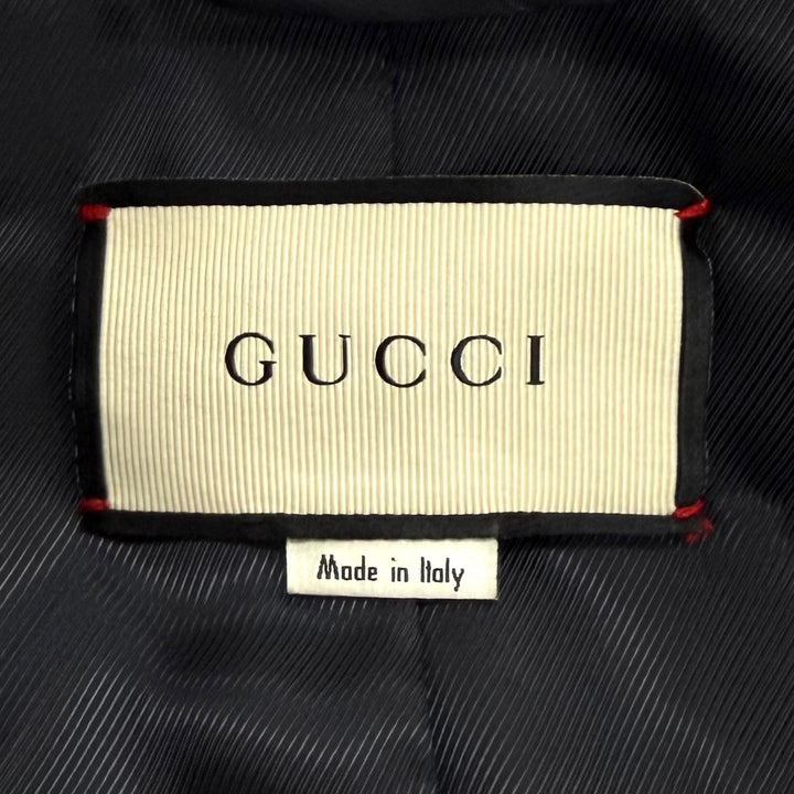 極美品★GUCCI グッチ 518064 ウール100％ GGマーモント ウェブライン ノーカラー コート ブラック 40 イタリア製 正規品 レディース