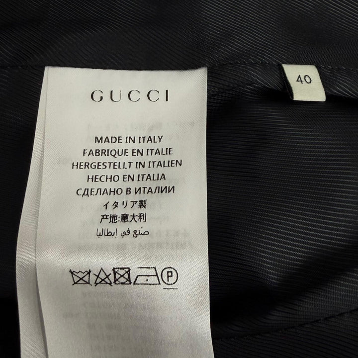 極美品★GUCCI グッチ 518064 ウール100％ GGマーモント ウェブライン ノーカラー コート ブラック 40 イタリア製 正規品 レディース
