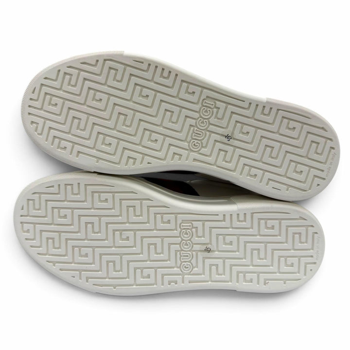 未使用品☆GUCCI グッチ 791399 エース ウェブ ストライプ 厚底 レザー ローカットスニーカー ホワイト 35 イタリア製 箱・保存袋付