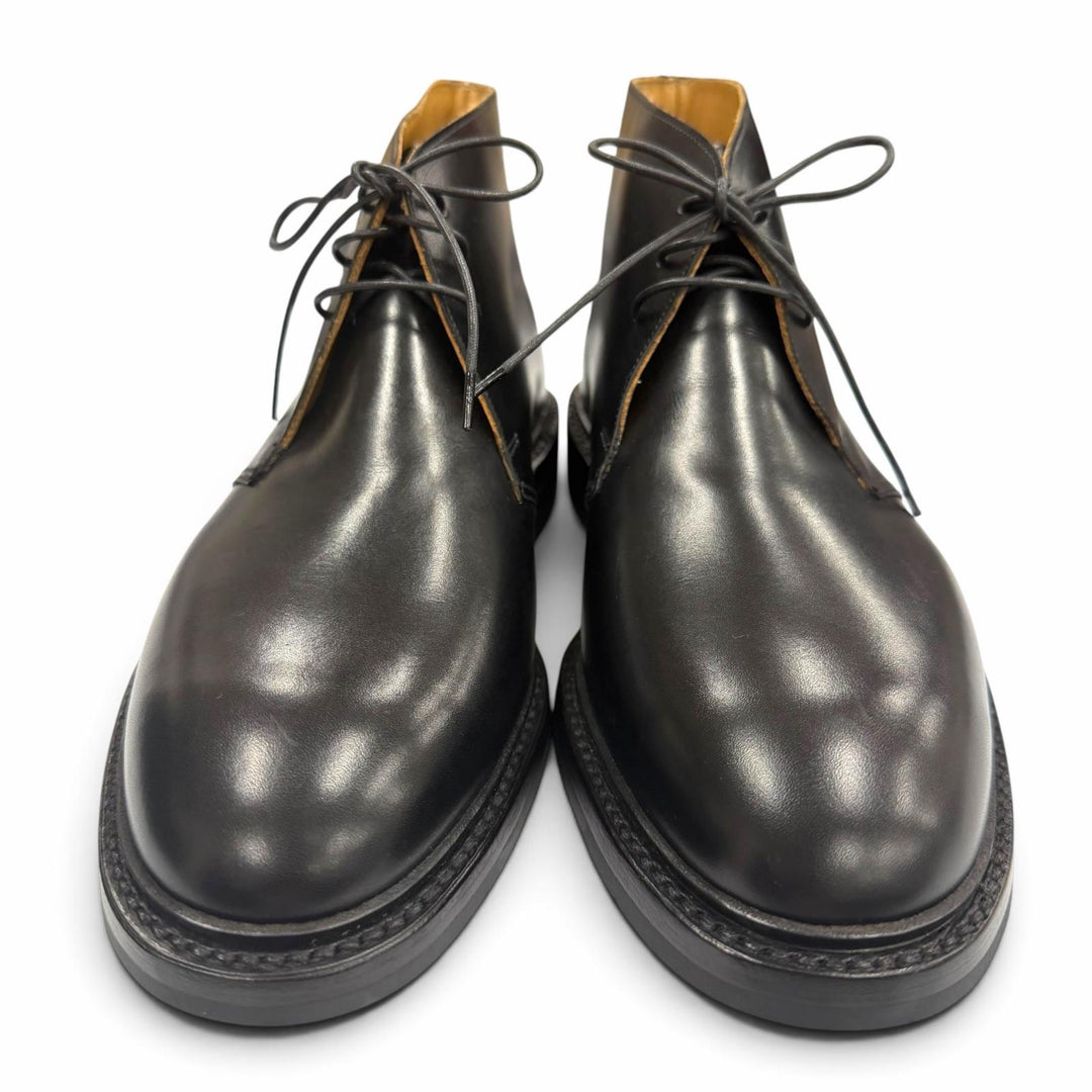 未使用品▼CROCKETT&amp;JONES クロケットアンドジョーンズ CHEPSTOW カーフレザー プレーントゥ レースアップ チャッカブーツ ブラック 6.5