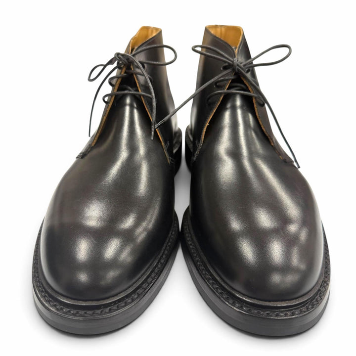 未使用品▼CROCKETT&amp;JONES クロケットアンドジョーンズ CHEPSTOW カーフレザー プレーントゥ レースアップ チャッカブーツ ブラック 6.5