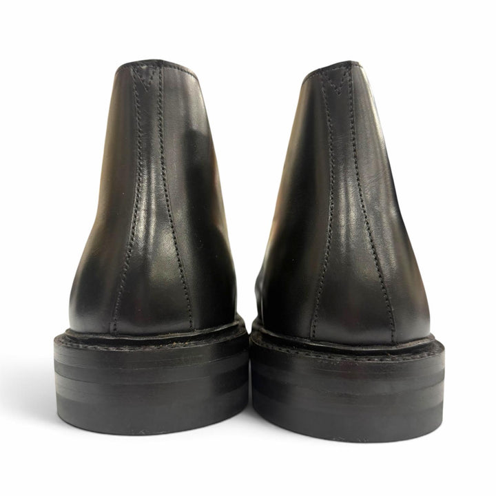 未使用品▼CROCKETT&amp;JONES クロケットアンドジョーンズ CHEPSTOW カーフレザー プレーントゥ レースアップ チャッカブーツ ブラック 6.5