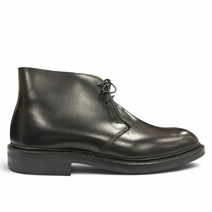 未使用品▼CROCKETT&amp;JONES クロケットアンドジョーンズ CHEPSTOW カーフレザー プレーントゥ レースアップ チャッカブーツ ブラック 6.5