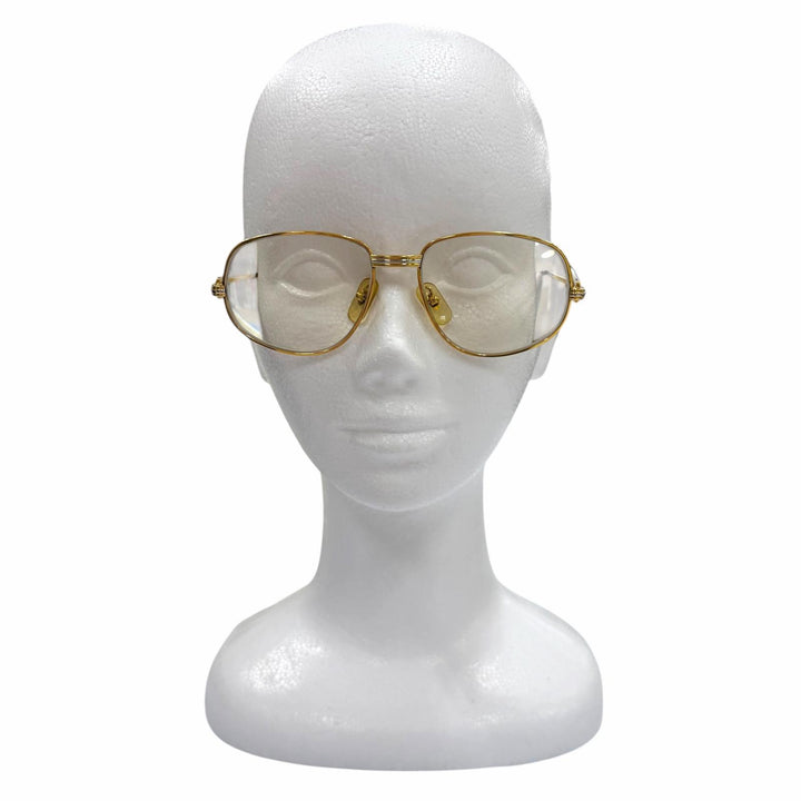 良品▼Cartier カルティエ トリニティ ロゴ金具付き メガネ 眼鏡 アイウェア ゴールド ボルドー 54□16 130 度入り フランス製 メンズ