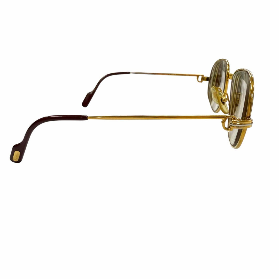 良品▼Cartier カルティエ トリニティ ロゴ金具付き メガネ 眼鏡 アイウェア ゴールド ボルドー 54□16 130 度入り フランス製 メンズ