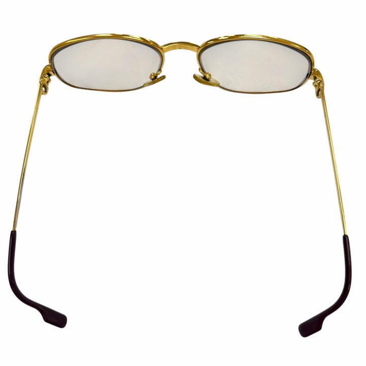 良品▼Cartier カルティエ トリニティ ロゴ金具付き メガネ 眼鏡 アイウェア ゴールド ボルドー 54□16 130 度入り フランス製 メンズ