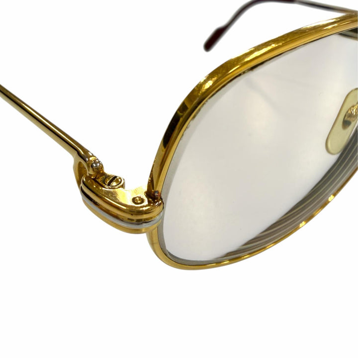 良品▼Cartier カルティエ トリニティ ロゴ金具付き メガネ 眼鏡 アイウェア ゴールド ボルドー 54□16 130 度入り フランス製 メンズ