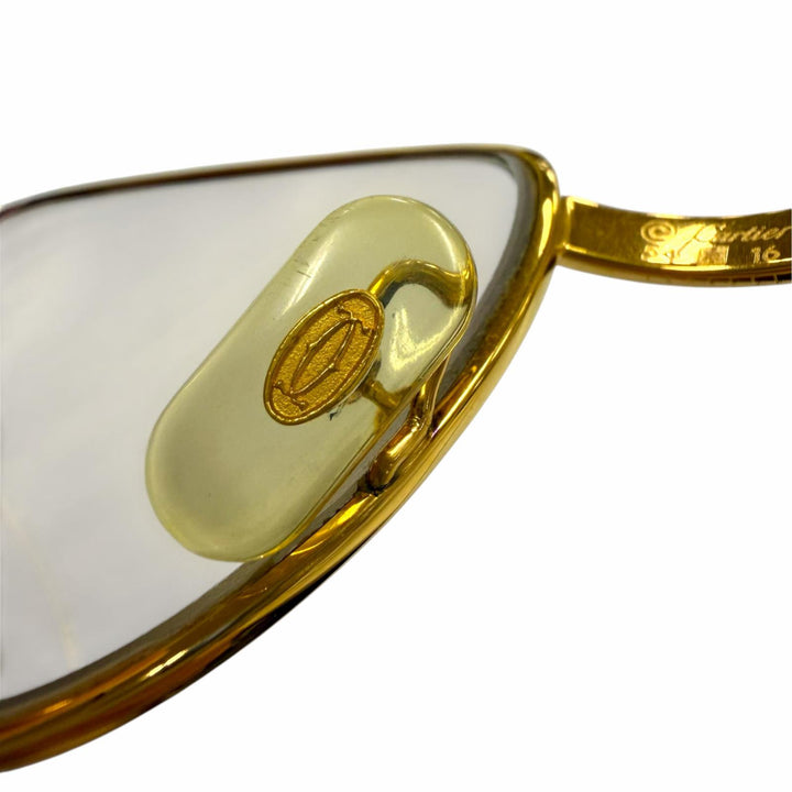 良品▼Cartier カルティエ トリニティ ロゴ金具付き メガネ 眼鏡 アイウェア ゴールド ボルドー 54□16 130 度入り フランス製 メンズ