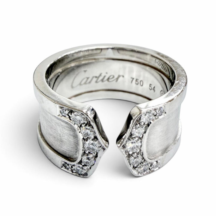 良品△Cartier カルティエ 2C Cドゥ LM ワイドリング 指輪 アクセサリー 750(WG) ホワイトゴールド 54 (JP14号) 重量12.8g レディース