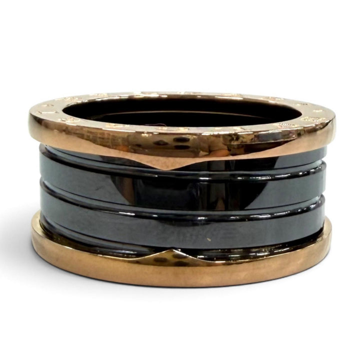 極美品★BVLGARI ブルガリ 65(JP24号相当) ビーゼロワン リング 750(PG) セラミック 希少サイズ 4バンド 指輪 重量11.02g メンズ