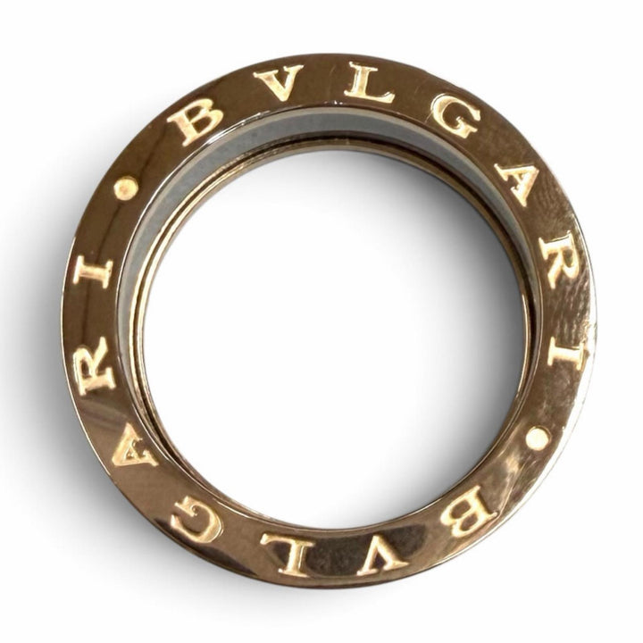 極美品★BVLGARI ブルガリ 65(JP24号相当) ビーゼロワン リング 750(PG) セラミック 希少サイズ 4バンド 指輪 重量11.02g メンズ