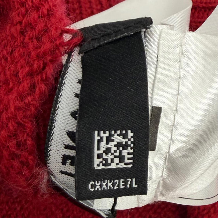極美品★CHANEL シャネル P77494K ウール100％ ココマーク ラインストーン ツイード使い 長袖 セーター レッド 38 イタリア製 正規品