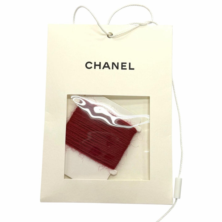 極美品★CHANEL シャネル P77494K ウール100％ ココマーク ラインストーン ツイード使い 長袖 セーター レッド 38 イタリア製 正規品