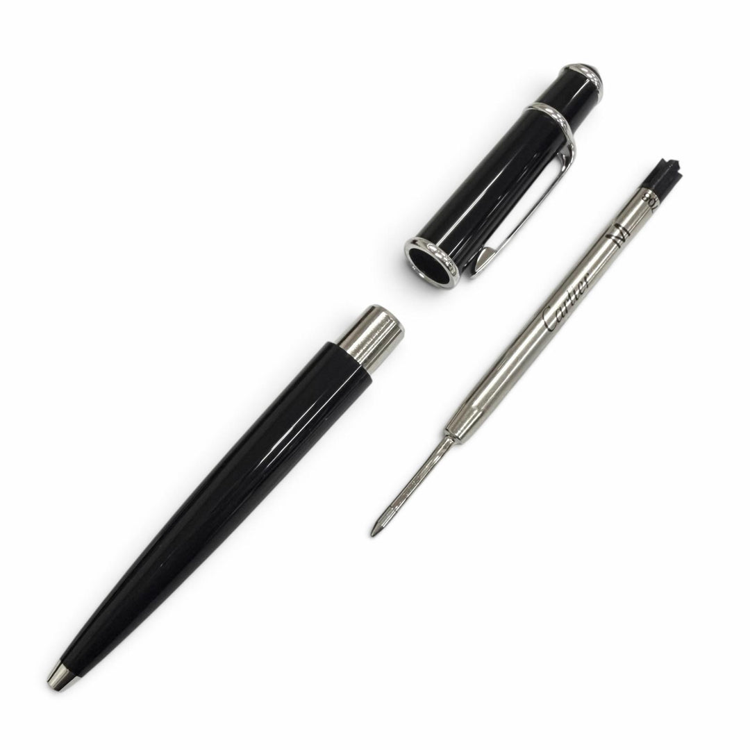 未使用品□Cartier カルティエ ディアボロ ドゥ カルティエ ブルージェムストーン ボールペン ブラック シルバー ドイツ製 メンズ 箱付き