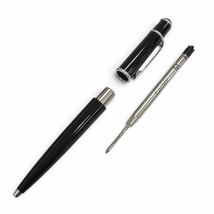 未使用品□Cartier カルティエ ディアボロ ドゥ カルティエ ブルージェムストーン ボールペン ブラック シルバー ドイツ製 メンズ 箱付き