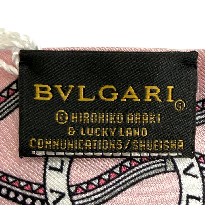未使用品△BVLGARI ブルガリ シェリーシルク 荒木飛呂彦 ジョジョの奇妙な冒険 キラークイーン スカーフ ピンク 伊製 レディース 箱付き