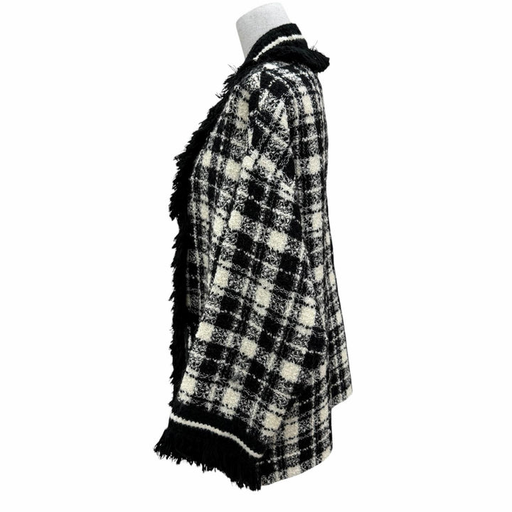 美品☆GUCCI グッチ 643297 ウール 2021リゾートコレクション ツイード ジャケット ブラック ホワイト 38 イタリア製 正規品 レディース
