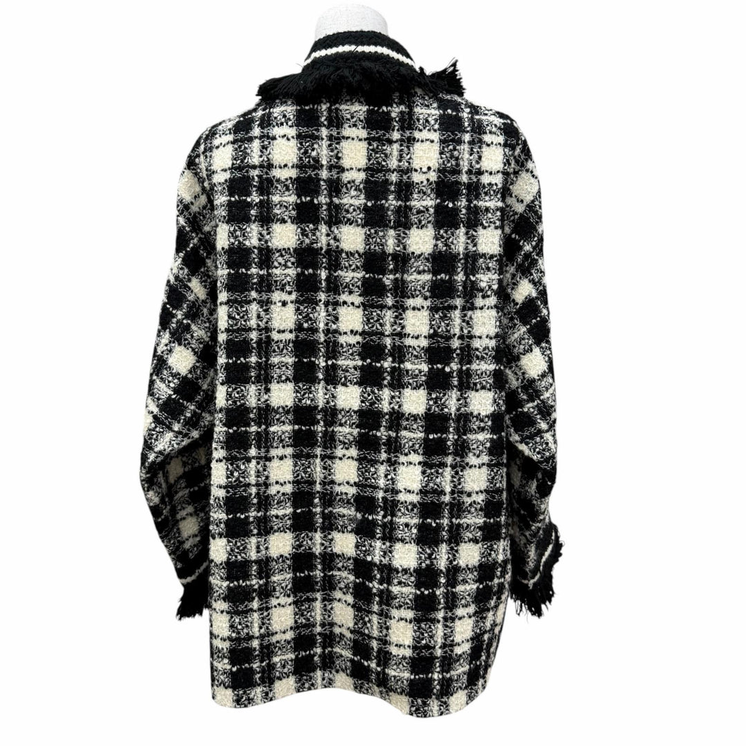 美品☆GUCCI グッチ 643297 ウール 2021リゾートコレクション ツイード ジャケット ブラック ホワイト 38 イタリア製 正規品 レディース