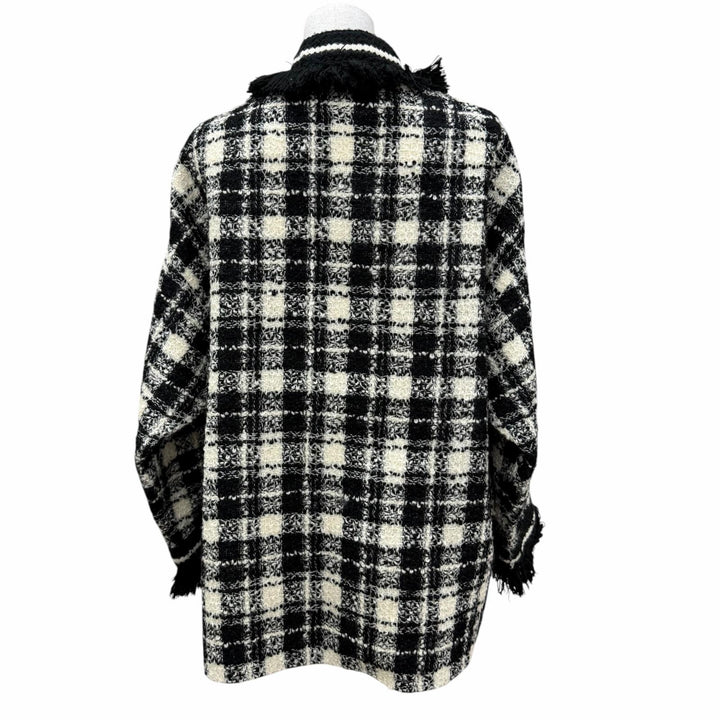 美品☆GUCCI グッチ 643297 ウール 2021リゾートコレクション ツイード ジャケット ブラック ホワイト 38 イタリア製 正規品 レディース
