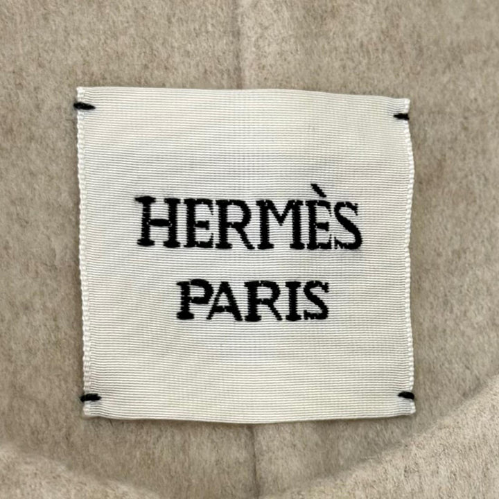 極美品★HERMES エルメス 3H0191DB カシミヤ100％ ウッドセリエボタン ロング ジレ ベスト ベージュ 40 正規品 ガーメント・ハンガー付き