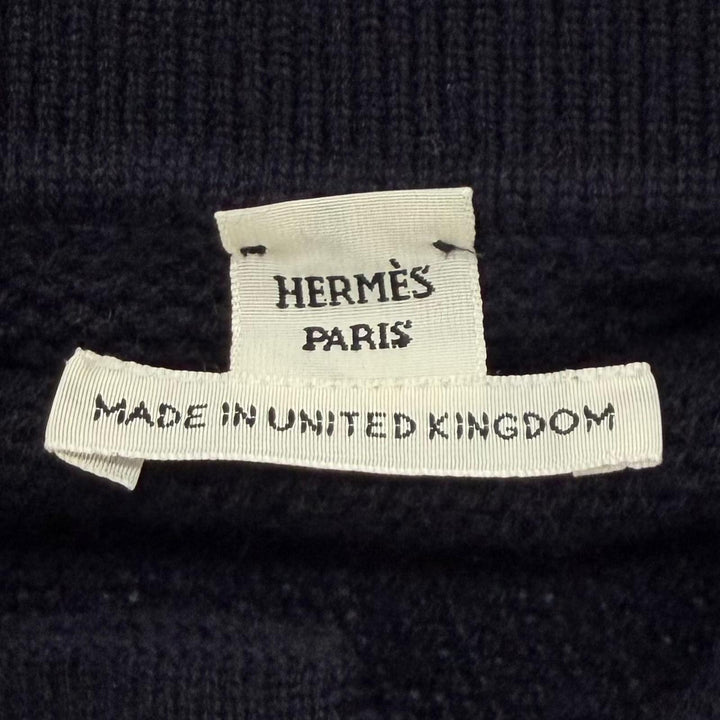 未使用品★HERMES エルメス 2025年製 5E2727D1 カシミヤ100％ シルバー金具 ロゴ金具付 比翼仕立て ニット カーディガン 36 正規品