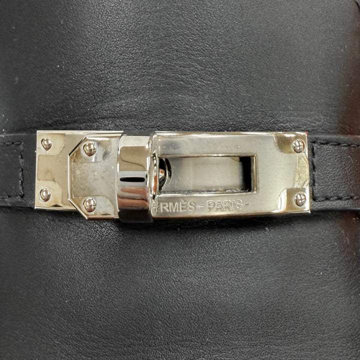 極美品★HERMES エルメス シルバー金具 モカシン アイコン ケリーバックル レザー ローファー ブラック 34.5 定価262900円 箱・保存袋付