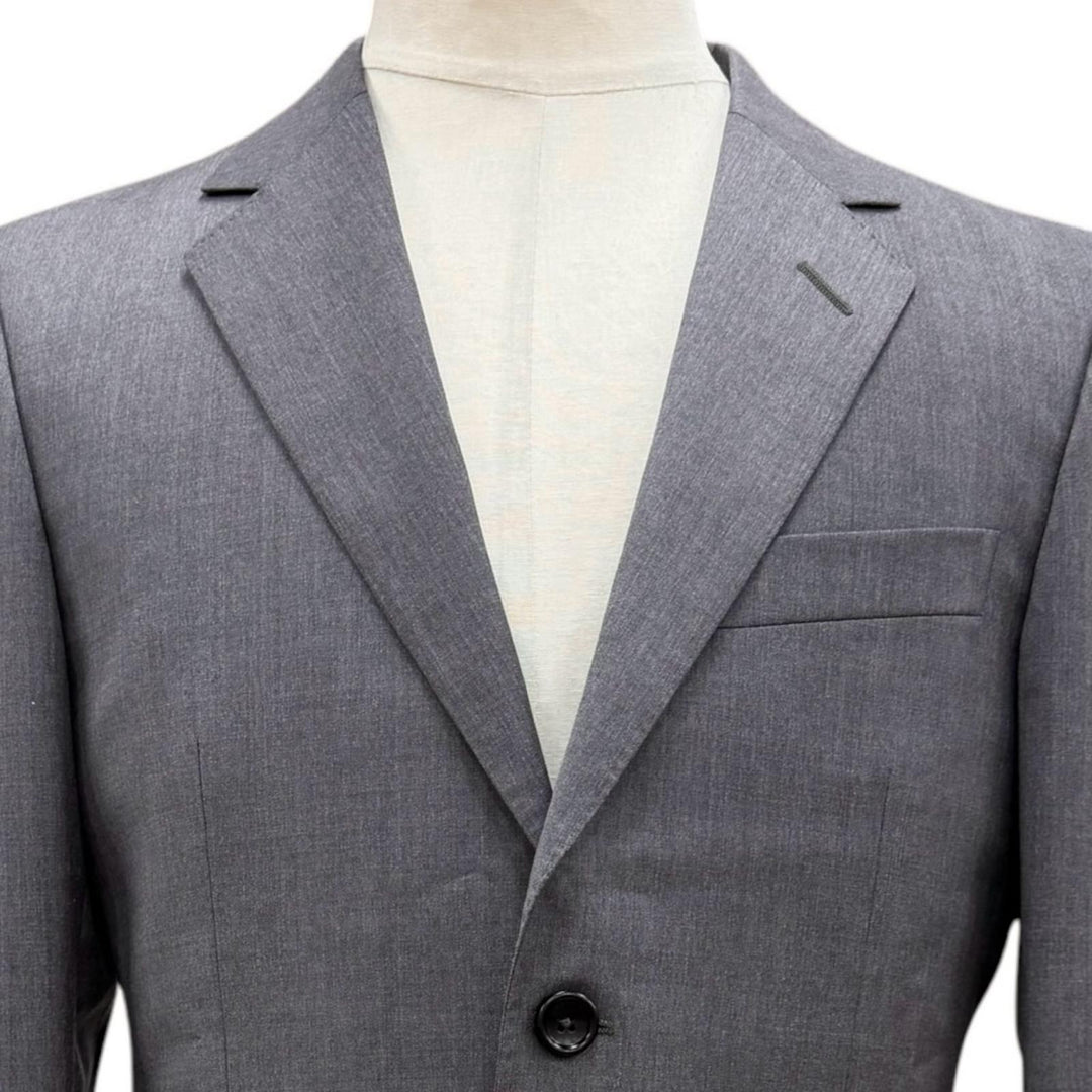 極美品▼GUCCI グッチ 252024 ウール100% ロゴ入りボタン シングルスーツ セットアップ グレー 正規品 メンズ ビジネスオススメ◎