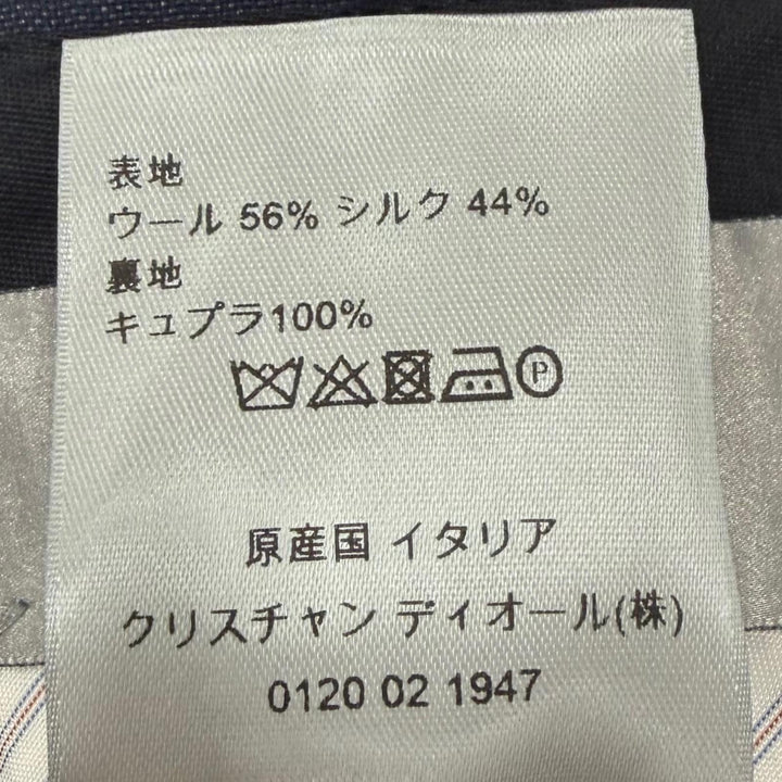 未使用品▼DIOR ディオール オム ウール シルク ノータック 裾未処理 パンツ スラックス ネイビー IT 44 イタリア製 正規品 メンズ