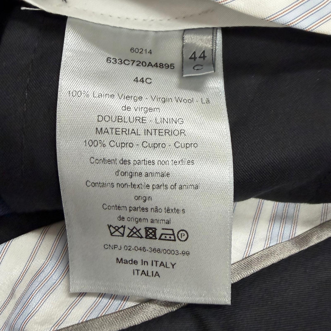 未使用品□DIOR ディオール オム ウール チェック柄 シングル トラウザーズパンツ スラックス ネイビー IT 44 イタリア製 正規品 メンズ