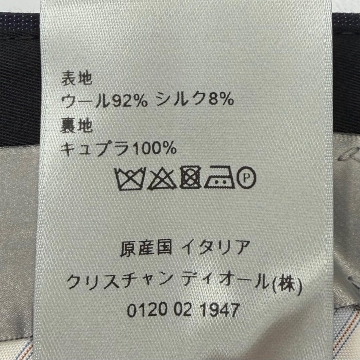 未使用品▼DIOR ディオール オム ウール シルク ノータック 裾未処理 パンツ スラックス ネイビー IT 50 イタリア製 正規品 メンズ