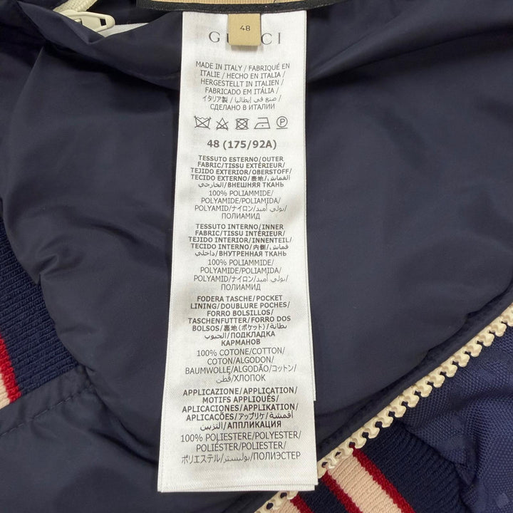 極美品▼GUCCI グッチ 24SS 770283 GG総柄 中綿入り リバーシブル ZIPUP ブルゾン ジャケット ネイビー IT 48 イタリア製 正規品 メンズ