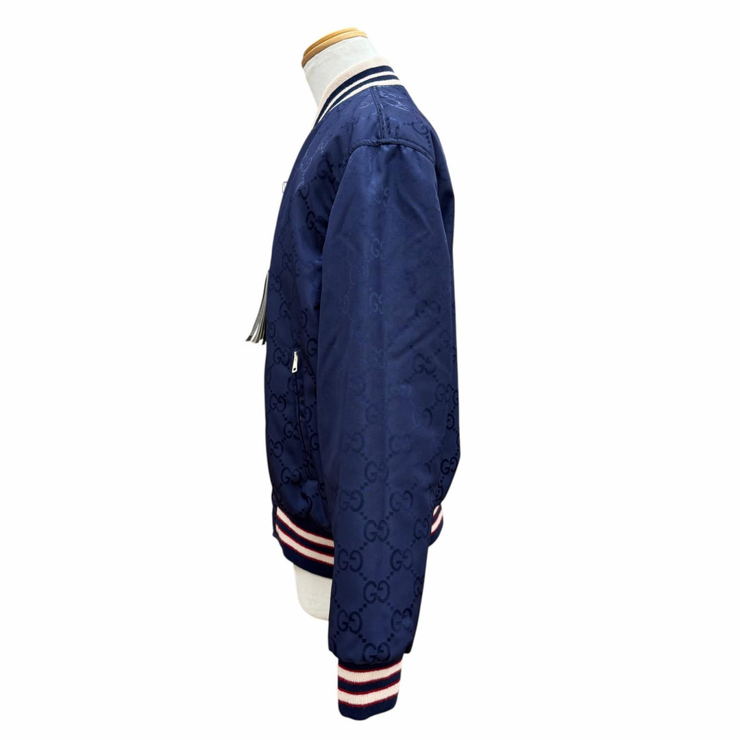 極美品▼GUCCI グッチ 24SS 770283 GG総柄 中綿入り リバーシブル ZIPUP ブルゾン ジャケット ネイビー IT 48 イタリア製 正規品 メンズ