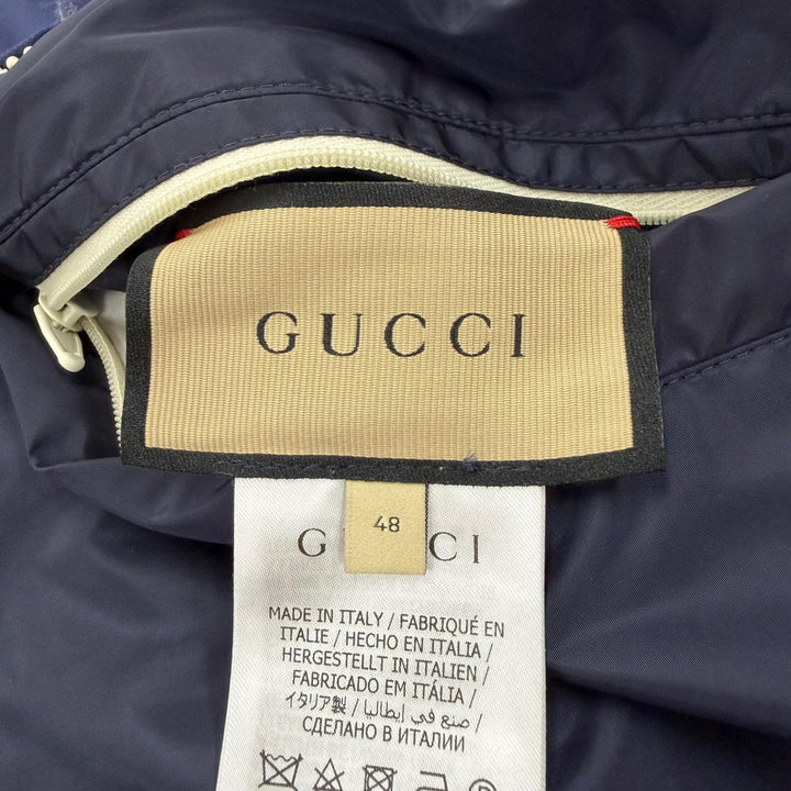 極美品▼GUCCI グッチ 24SS 770283 GG総柄 中綿入り リバーシブル ZIPUP ブルゾン ジャケット ネイビー IT 48 イタリア製 正規品 メンズ