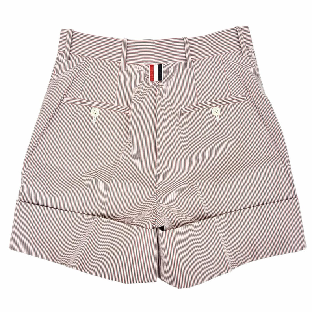 極美品△THOM BROWNE トムブラウン FTC436A コットン100% トリコロールストライプ ショートパンツ レッド ネイビー ホワイト IT38 正規品