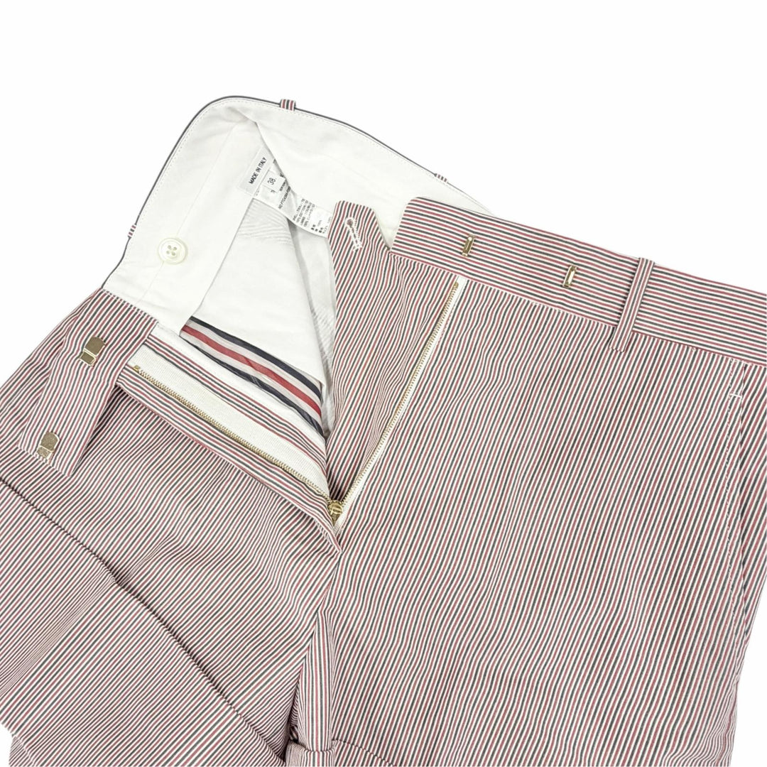 極美品△THOM BROWNE トムブラウン FTC436A コットン100% トリコロールストライプ ショートパンツ レッド ネイビー ホワイト IT38 正規品