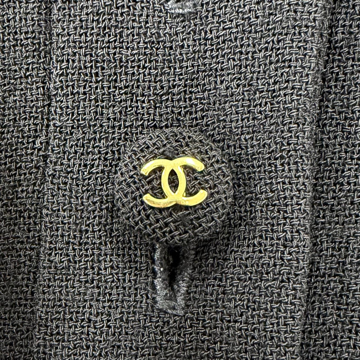 美品☆CHANEL シャネル ヴィンテージ 95P PO5185 ウール ココボタン ノースリーブ ワンピース ブラック 40 フランス製 正規品 レディース