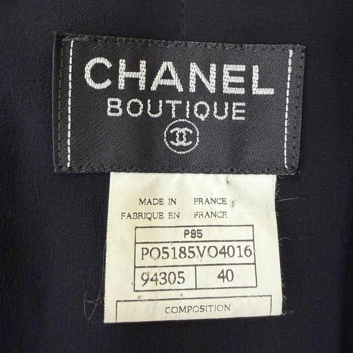 美品☆CHANEL シャネル ヴィンテージ 95P PO5185 ウール ココボタン ノースリーブ ワンピース ブラック 40 フランス製 正規品 レディース