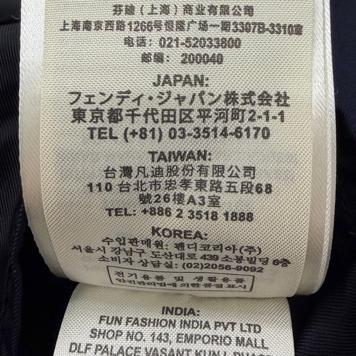 美品▼FENDI フェンディ FWD199 ロゴ入りボタン アシンメトリー ダブルブレスト テーラードジャケット ブルゾン ネイビー IT 46 正規品