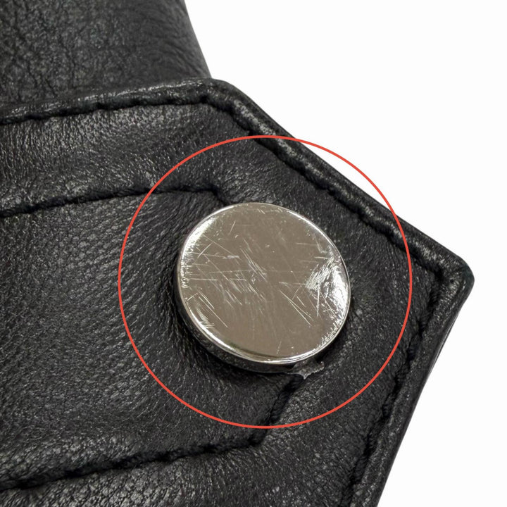 極美品△HELMUT LANG ヘルムートラング ラムレザー ジップアップ ボンバージャケット シャーリング ムートンジャケット ブラック S