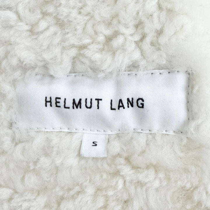 極美品△HELMUT LANG ヘルムートラング ラムレザー ジップアップ ボンバージャケット シャーリング ムートンジャケット ブラック S
