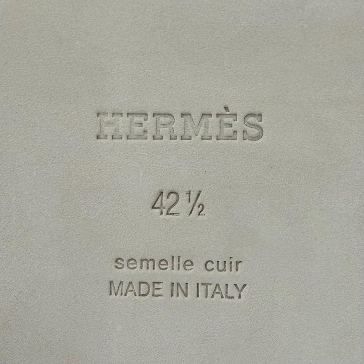 未使用品▼HERMES エルメス イズミール レザー 2026年購入 Hロゴ スライドサンダル ブラック 42.5 イタリア製 メンズ 箱・保存袋付き