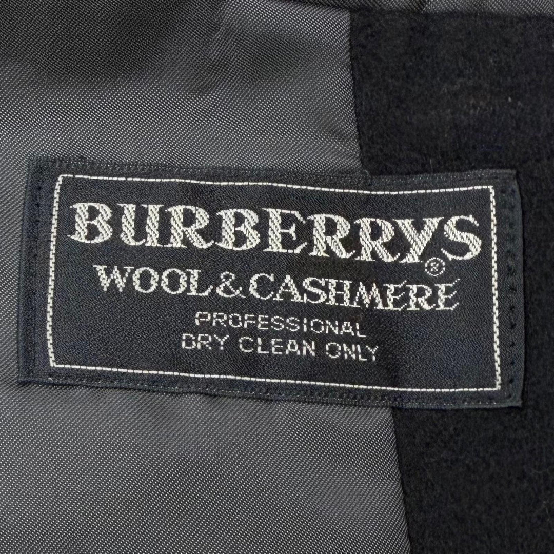 極美品▼Burberrys バーバリー ヴィンテージ ウール カシミヤ 比翼仕立て チェスターコート ネイビー L メンズ ビジネスオススメ◎