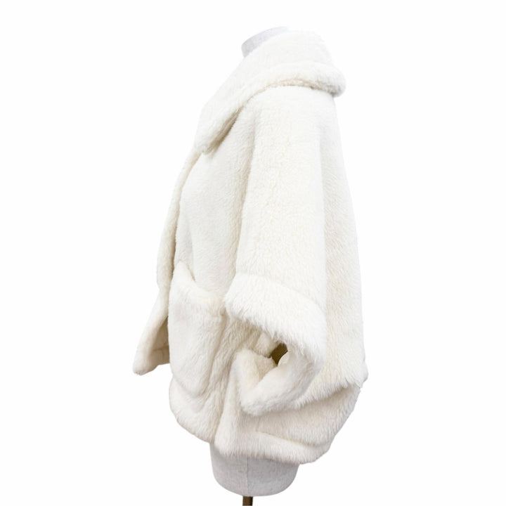 極美品☆Max Mara マックスマーラ 2024年製 24247363326 テディベア アルパカ シルク混 ニューテルツォ ポンチョ ホワイト S 伊製 正規品