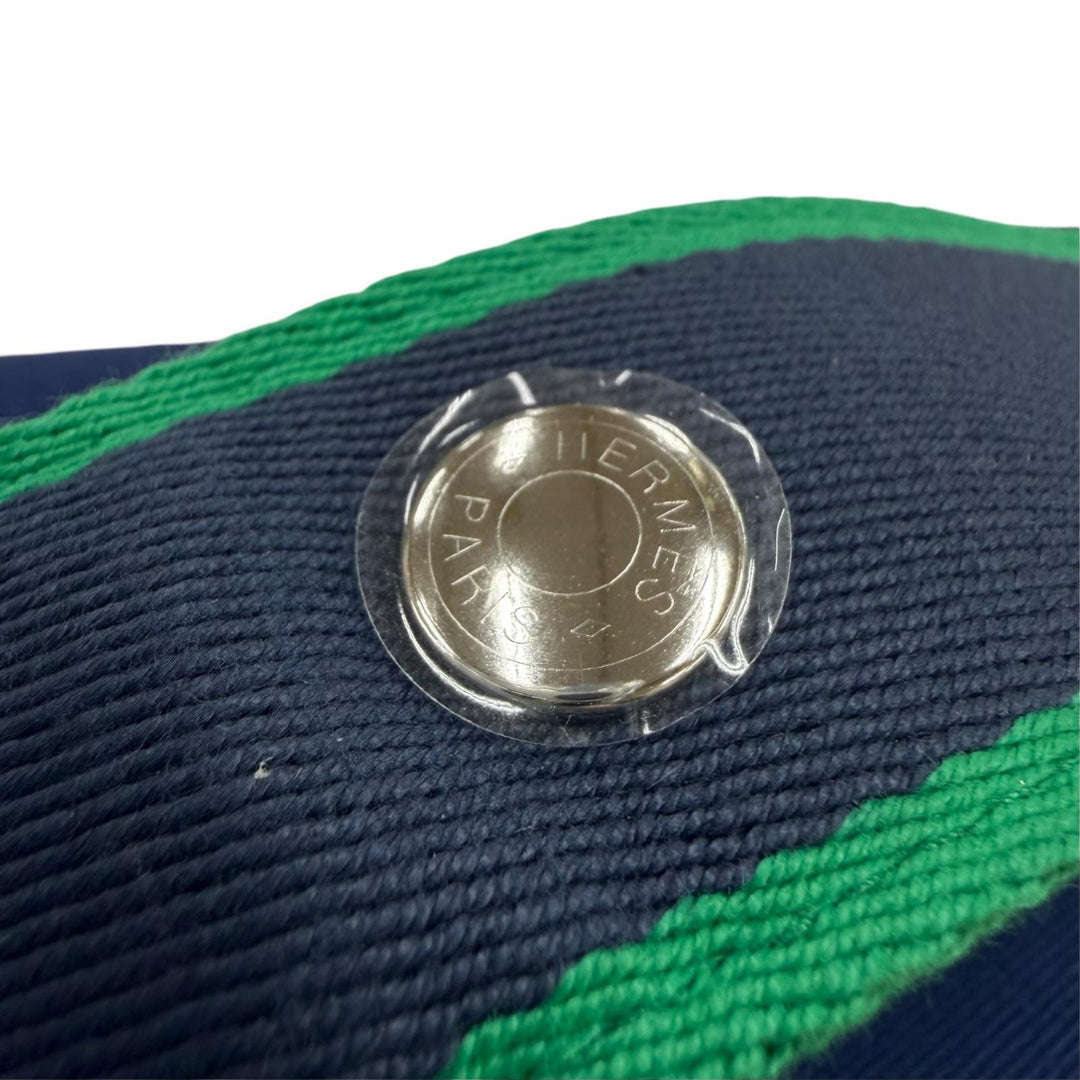 極美品☆HERMES エルメス ブリッド ア ブラック PM シルバー金具 セリエ金具 Hロゴ キャンバス ポーチ ハンドバッグ ネイビー