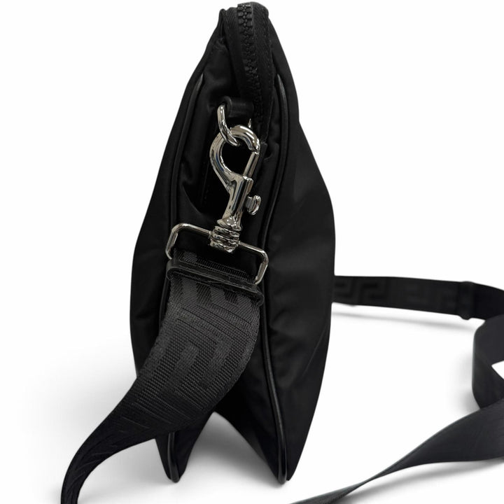 極美品□VERSACE ヴェルサーチ レザー使い 立体 メデューサ グレカ 2WAY ショルダーバッグ クラッチバッグ ブラック イタリア製 メンズ