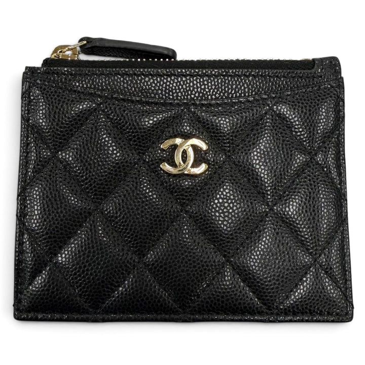 極美品☆CHANEL シャネル ココマーク キャビアスキン カードケース コインケース ブラック ゴールド金具 スペイン製 レディース