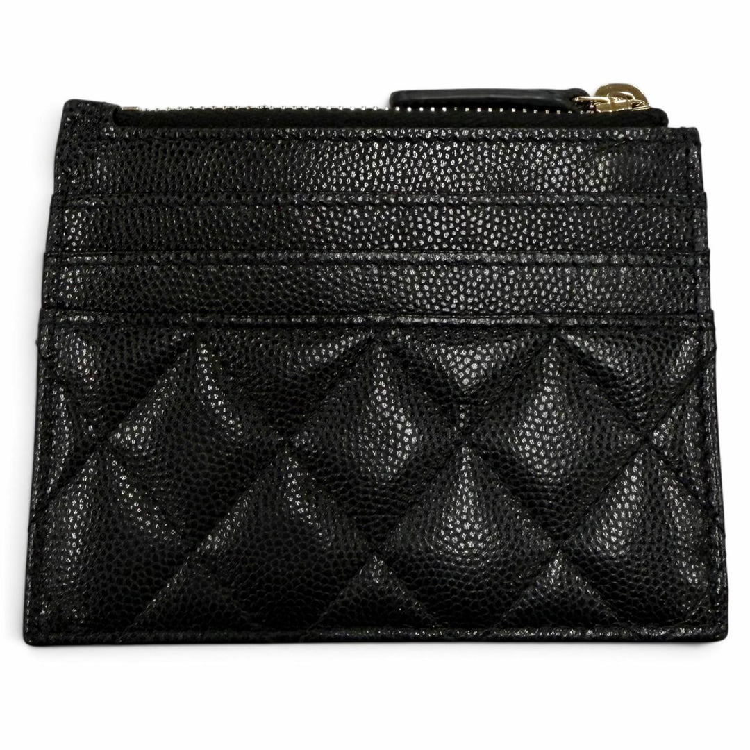 極美品☆CHANEL シャネル ココマーク キャビアスキン カードケース コインケース ブラック ゴールド金具 スペイン製 レディース