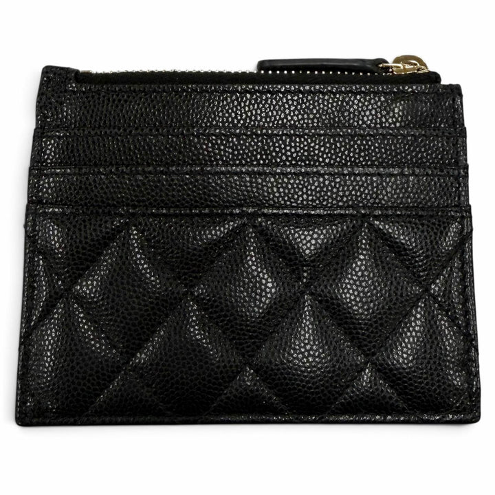 極美品☆CHANEL シャネル ココマーク キャビアスキン カードケース コインケース ブラック ゴールド金具 スペイン製 レディース