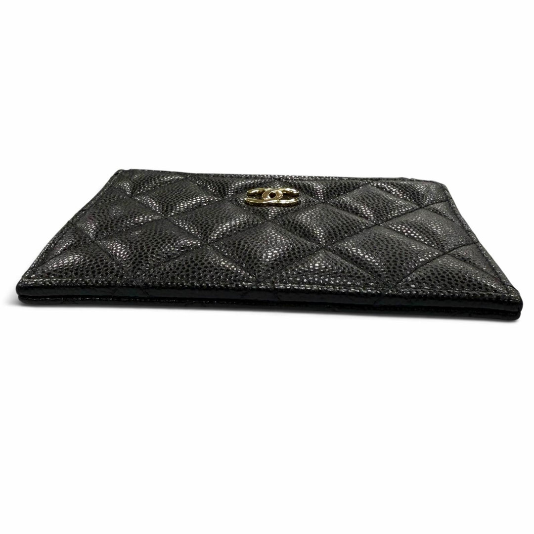 極美品☆CHANEL シャネル ココマーク キャビアスキン カードケース コインケース ブラック ゴールド金具 スペイン製 レディース