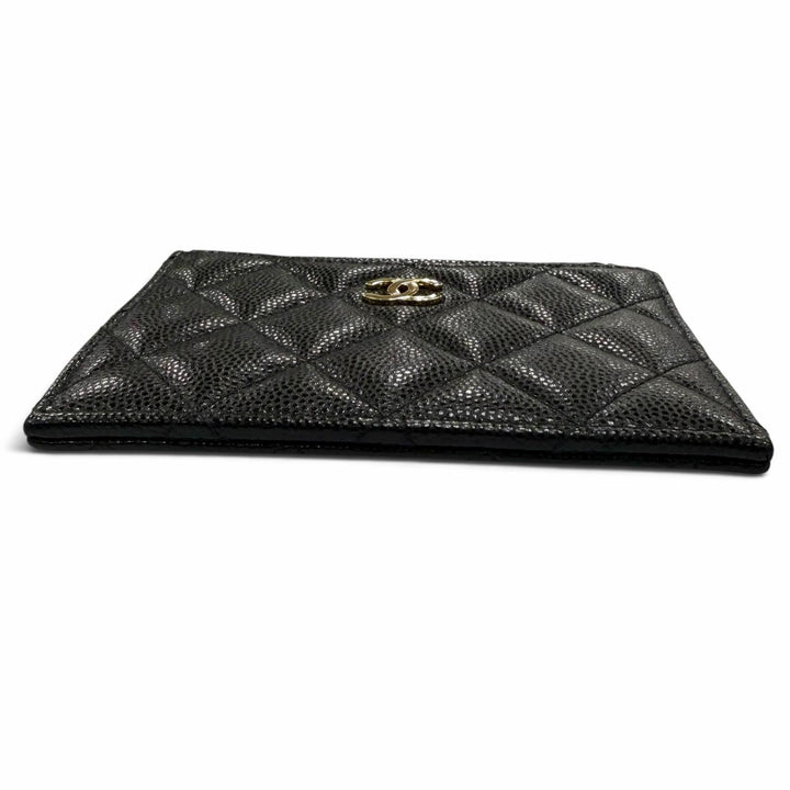 極美品☆CHANEL シャネル ココマーク キャビアスキン カードケース コインケース ブラック ゴールド金具 スペイン製 レディース